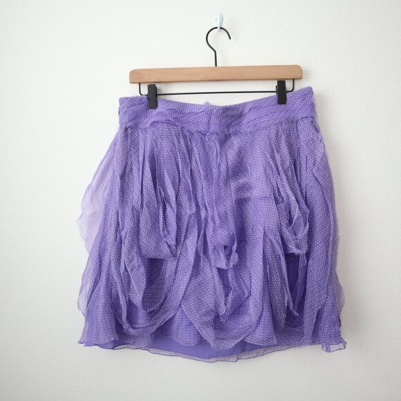Emporio Armani Silk Lavender Micro Dot Ruffle Skirt - Picture 6 of 6